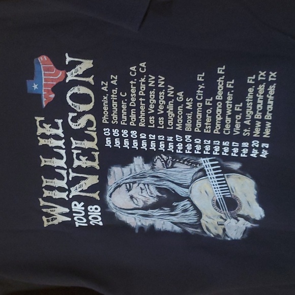 Willie Nelson 2018 Tour Band Black Concert T-Shirt Double sided EUC Country XL - Picture 3 of 4
